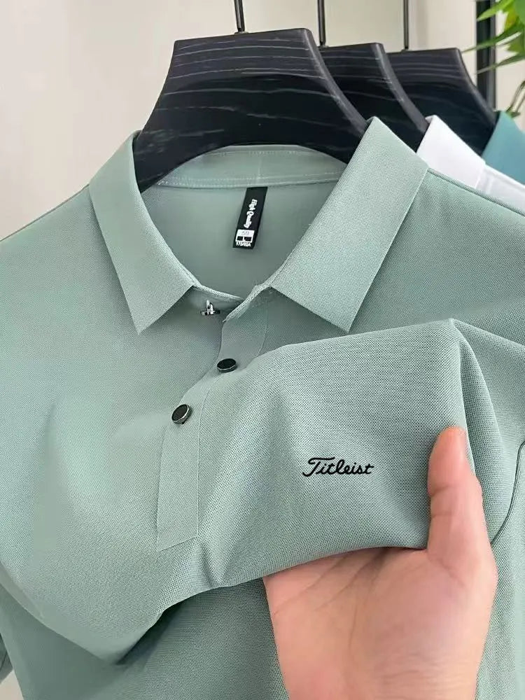 Men's Golf Outdoor Casual Polo Shirt T-Shirt Summer High-End Brand Cool and Breathable Fitness Sports Short Sleeve Top