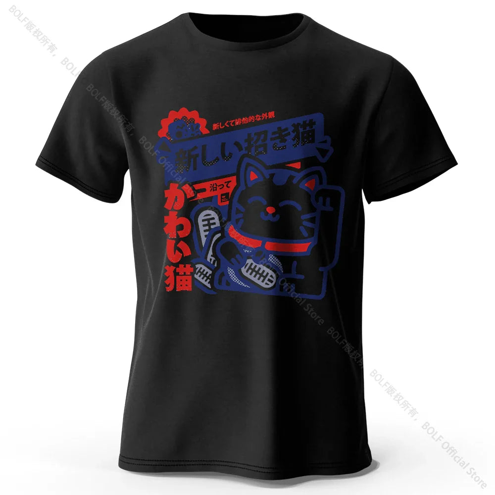 Kawaii Anime Printed 100% Cotton T-Shirt, Soft & Breathable Round Neck Short Sleeve Tee, Unisex Harajuku Style