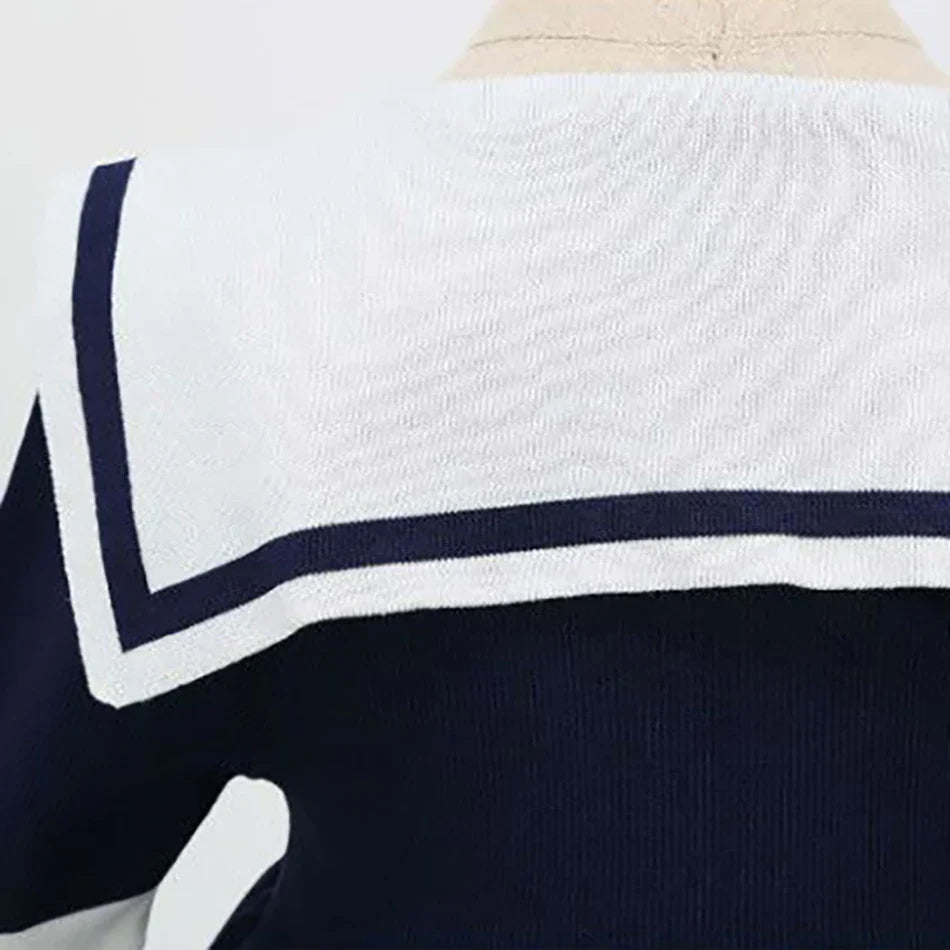 Short Sleeve Solid Color Sailor Collar Dress Girls Princess Style Birthdays Party Dress Girls Casual Dresses
