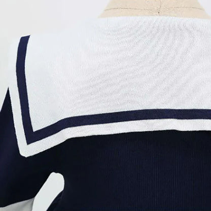 Short Sleeve Solid Color Sailor Collar Dress Girls Princess Style Birthdays Party Dress Girls Casual Dresses