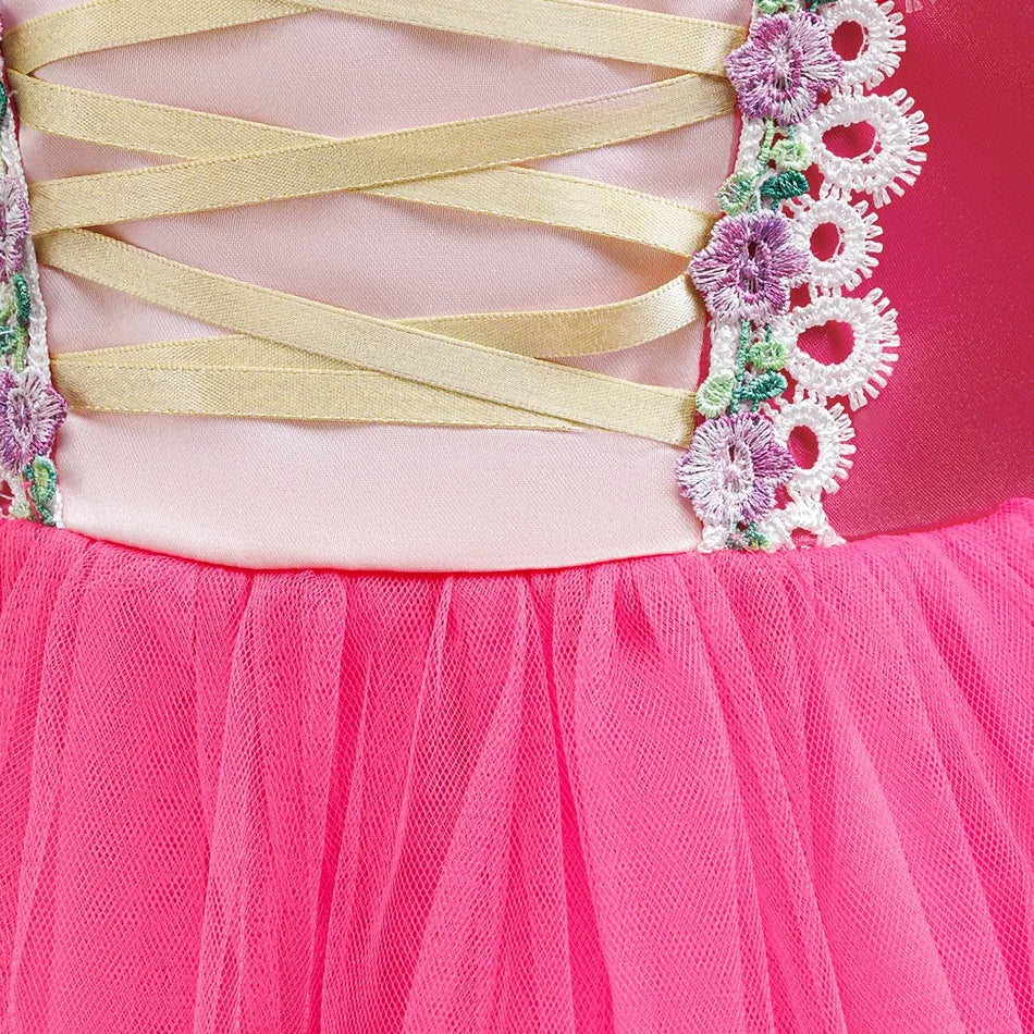 Fashion Girls Rapunzel Dress Up Dresses for Party and Wedding Mesh Lace Girls Dresses Summer Children Girls Party Dresses ASQ03