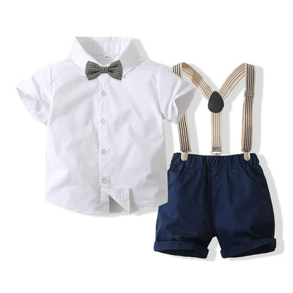Kids Boys Formal Birthday Outfit Suit Toddler Gentleman Wedding White Shirt 1-7 Years Baby Pants Boys Ceremony Outfits