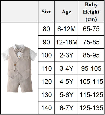 Flower Boys Wedding Outfit for 1-7 Years Kids Gentleman Vest Suit Children Birthday Formal Summer Clothes