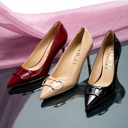 Women's High Heels New Lacquer Leather Women's Business Wedding Shoes 7cm