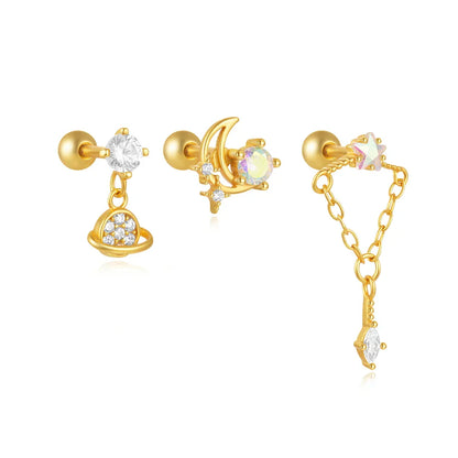 Heart Round Ball Flat Helix Piercing Earring 925 Sterling Silver Ear Studs Geometric Zircon Exquisite Trinket Studs Aretes