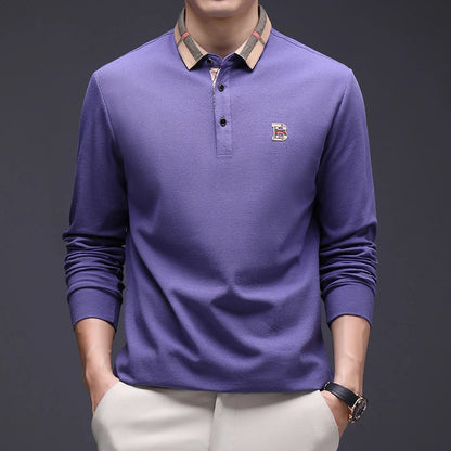 Designer Embroidered High End Brand Long Sleeved Cotton Polo Shirt Spring Autumn Fashion Casual Lapel T-Shirt Top Men's Clothing