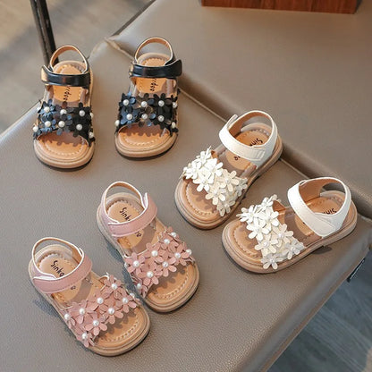 Little Girl's Shoes Bowknot New Summer Girls' Open-toe Sandals Princess Style, Beach Shoes, Soft Sole, Non-slip and Comfortable