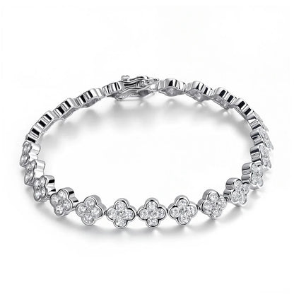 D VVS1 Moissanite Tennis Bracelet 2mm Diamond GRA Certified s925 Sterling Silver Four Leaf Clover Bracelets for Women