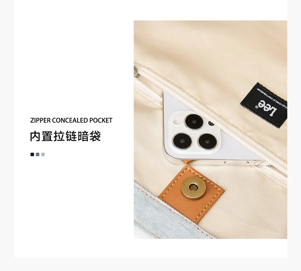 Multiple Pockets Large Capacity Denim Tote Bag Women Trend Commuting Work Shopping Ladies Jeans Handbag Utility Traveling