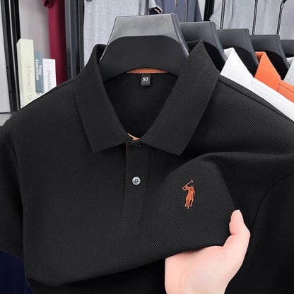 100% pure cotton high-end brand men's short sleeve polo shirt comfort lightweight summer casual T-shirt youthful fashionable top