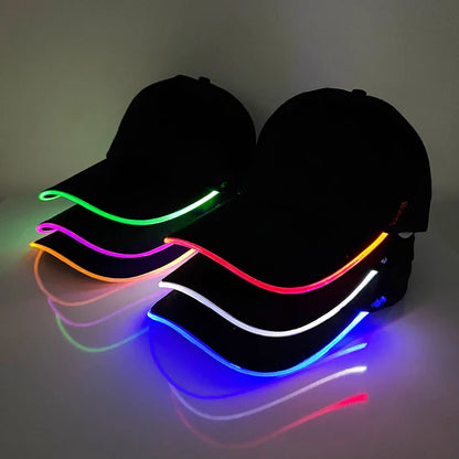 Hot LED Light Up Baseball Cap Neon Colorful Glowing Adjustable Sun Hats For Women Men Night Running Caps Travel Supplies