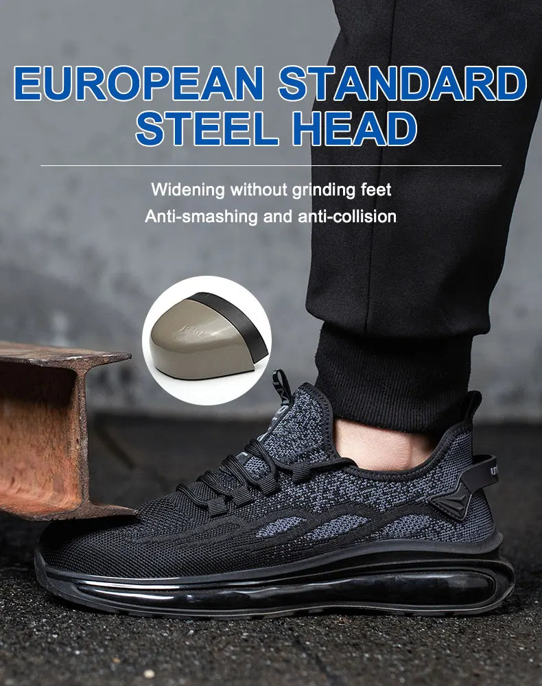 Women Lightweight Safety Shoes Casual Cushioned Work Sneakers Steel Toe Shoes Construction Safety Boots Anti-smash Work Shoes