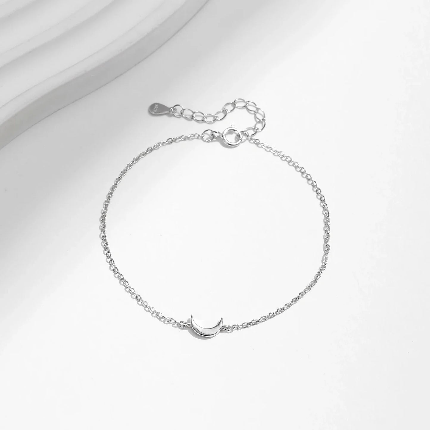 Link Chain Bracelet 925 Sterling Silver Polishing Simple Cute Moon Stackable Bracelet For Women Party Fine Jewelry Gifts