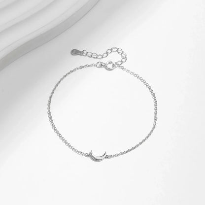 Link Chain Bracelet 925 Sterling Silver Polishing Simple Cute Moon Stackable Bracelet For Women Party Fine Jewelry Gifts