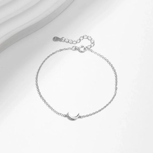 Link Chain Bracelet 925 Sterling Silver Polishing Simple Cute Moon Stackable Bracelet For Women Party Fine Jewelry Gifts