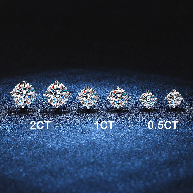 D Color 0.5-2CT 4 Prong Moissanite Screw Earrings For Women Girls Fine Jewelry S925 Sterling Silver Diamond Stud Earring