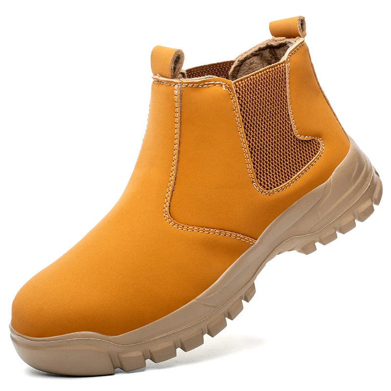 Ultralight Slip On Men Work Boots Safety Steel Toe Comfortable Shoes Kevlar Insoles Industrial Outside Waterproof Working Boots
