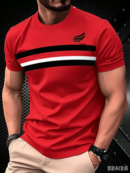 Simple Fashion Striped Graphic T Shirts For Men Summer Casual Short Sleeve 3D Printed T-shirts Loose Breathable Daily Wear Tees