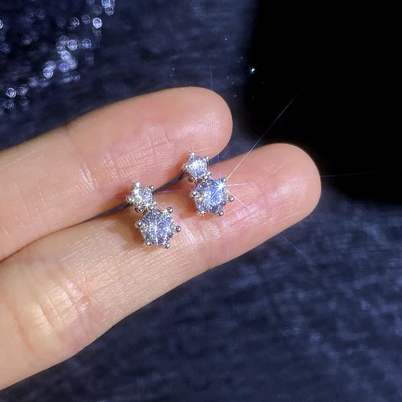 Full Moissanite Stud Earrings 925 Sterling Silver Lab Diamond Mossanite Earring for Women Party Wedding Ear Stud