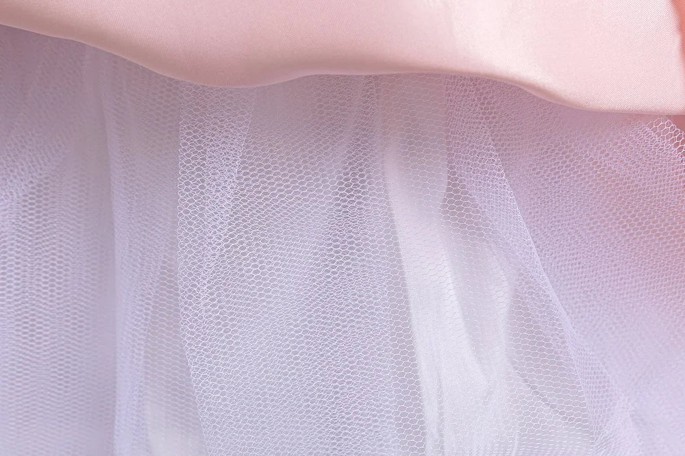 Girl's Pearl Bubble Sleeves Princess Dress 4-12 Years Old Fashionable Flower Lace Satin Dress Birthday Wedding Flower Girl Dress