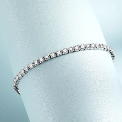 Sparkling 100% Real 0.1ct 3mm Full Moissanite Bracelet for Woman Girl Party S925 Sterling Silver Diamond 2mm Link Bracelets