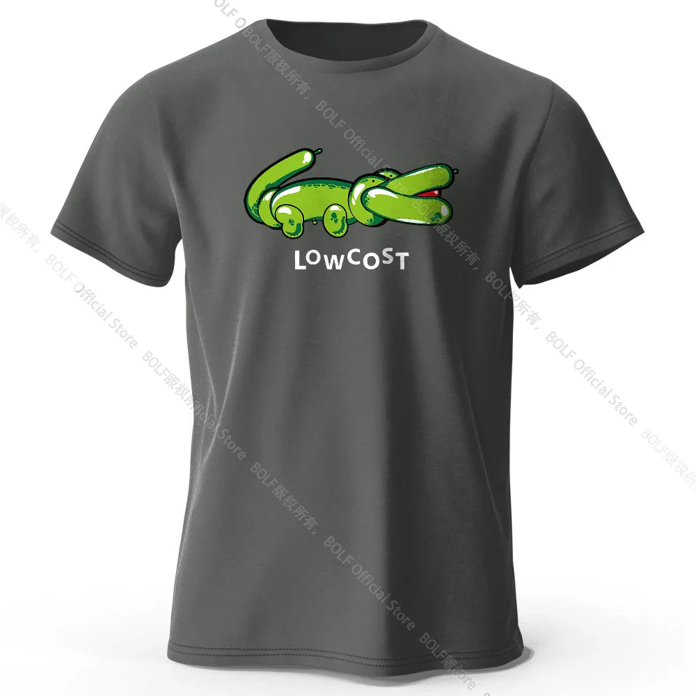 Men's Joke The Lowcost Printed T-Shirt 100% Cotton Oversized Funny Graphic Tees for Women Summer Tops Casual Streetwear