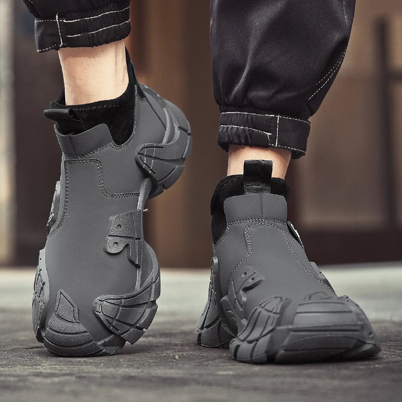 New fashion high top shoes for autumn and winter niche design lightweight casual lazy shoes thick soled ankle boots short boots