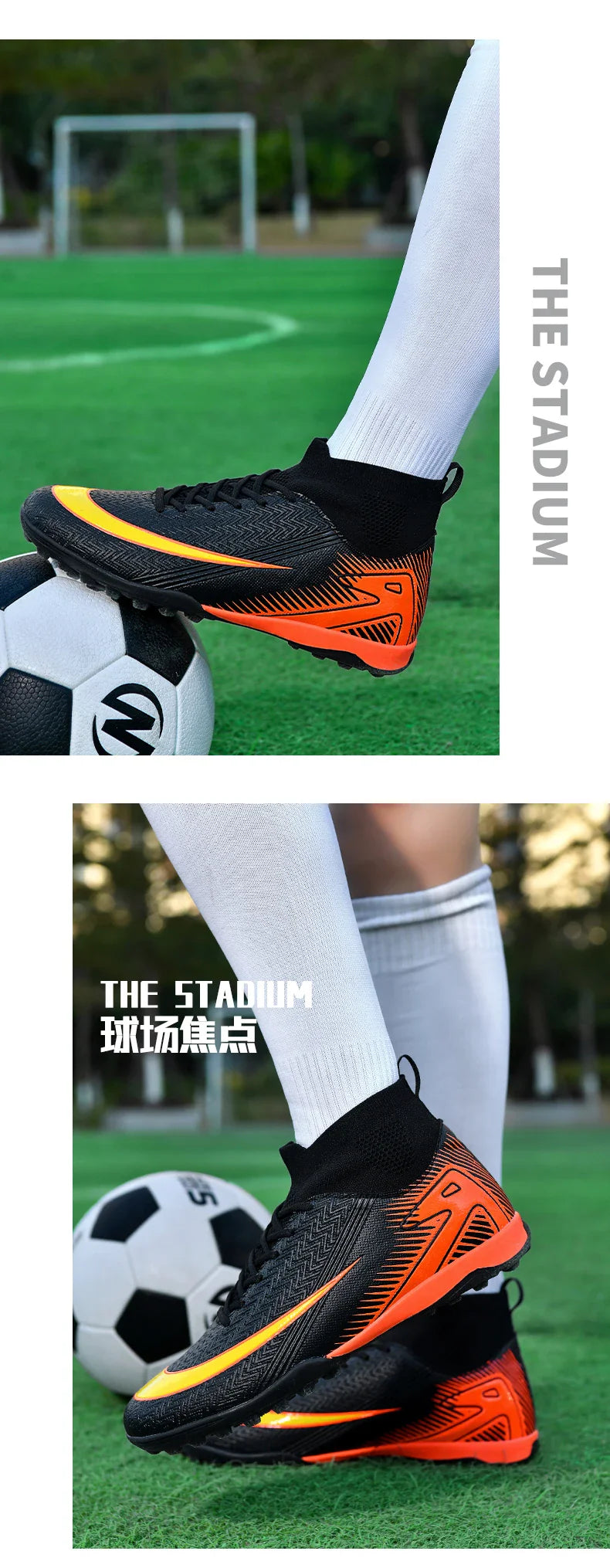 High Top Men Soccer Shoes Professional Football Boots Breathable Wear Resistant Training Match Sneakers Non Slip for Adult Sport