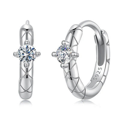Gold Plated Moissanite Pattern Hoop Earrings for Women, 925 Sterling Silver Round Cut Lab Diamond Hypoallergenic Earrings