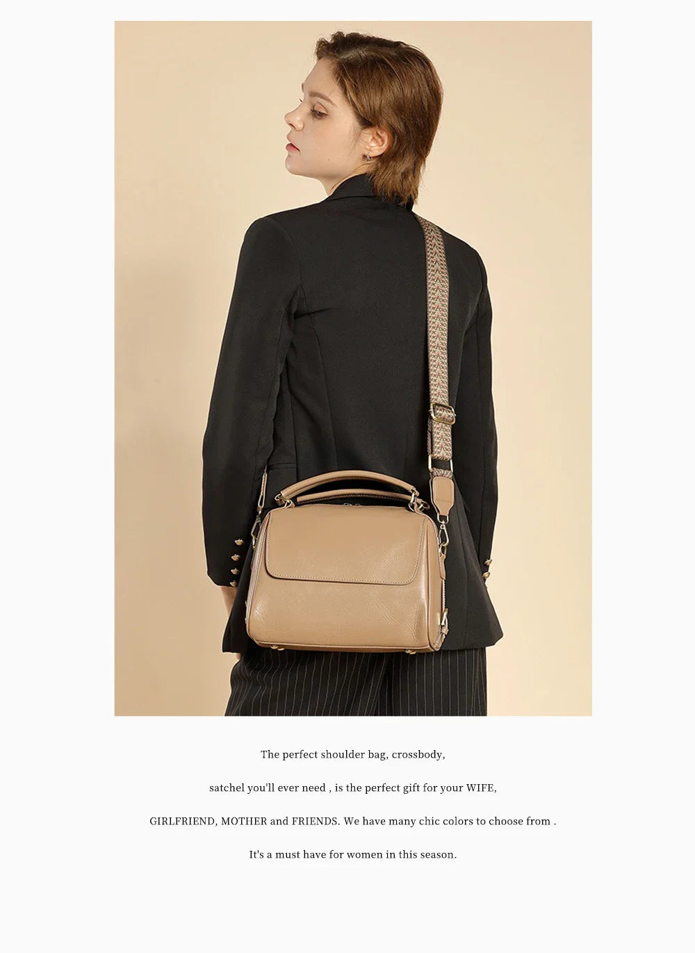 Genuine Leather Women's Handbag Cowhide Shoulder Bag Large Capacity Boston Crossbody Satchel For Fashion Bolsa Two Straps