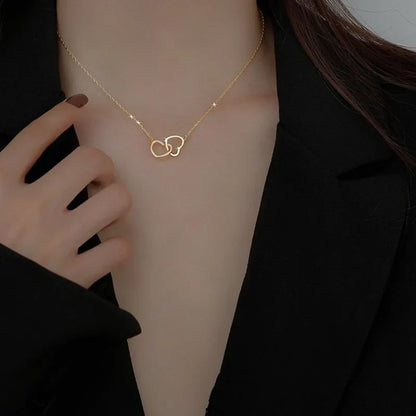 Y2K Accessories Fashion Peach Heart Water Drop Pendant Necklace Pink Crystal Egirl Sweet Cool Clavicle Chain Aesthetic Jewelry