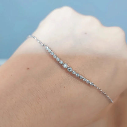 D VVS1 All Moissanite Bracelets for Women 0.24ct Round Lab Diamond GRA S925 Sterling Silver Plated 18k Dainty Bracelet