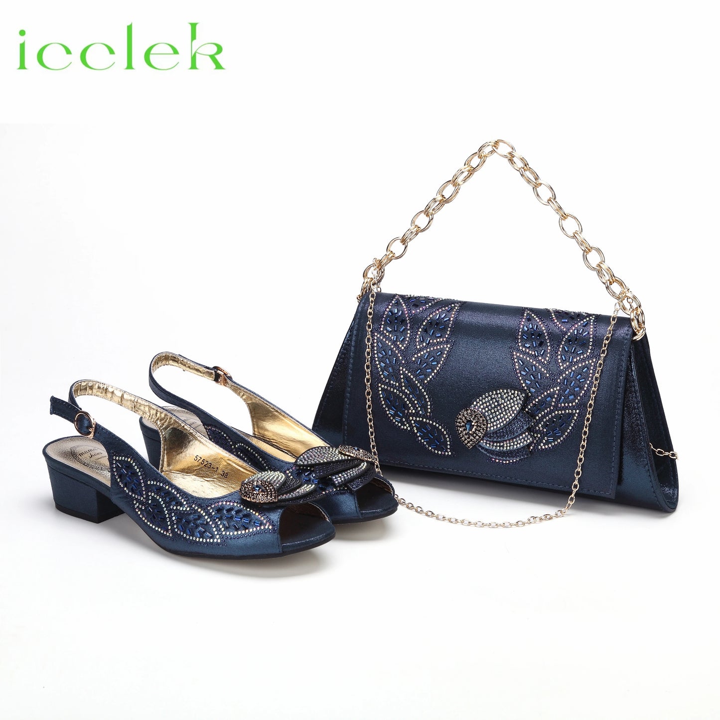 2023 Newest INS Style Brown Color Elegant Low Heels Nigeria Popular Design African Ladies Shoes And Bag Set for Wedding Party