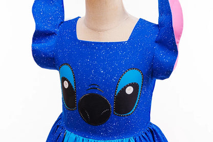 Girls Stitch Cosplay Dress Cute Cartoon Movie Style Costume for Halloween Carnival Stage Performances & Kids' Dress-Up