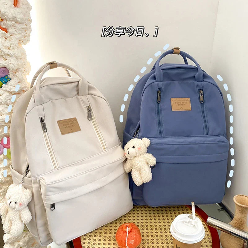 Solid Color Women Backpack High Quality Youth Waterproof Backpacks for Teenage Girls Female School Shoulder Bag Bagpack