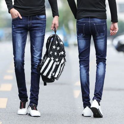 Spring and Autumn Fashion Trend Solid Color Retro Sports Straight Leg Jeans Men's Casual Comfortable Elastic High-Quality Jeans