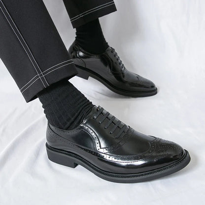 Men Suit Casual Shoes Luxury Men Brogue Dress Shoes Formal Business Leather Shoes Men Brown Wedding Italian Banquet Shoe Size 46