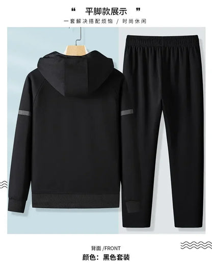 Thicker Fleece Jacket+Pants 2 Pieces Men Winter Tracksuit Sets Black Red Gray Sets Hoodies Casual Hooded Warm Sweatshirts+Pants