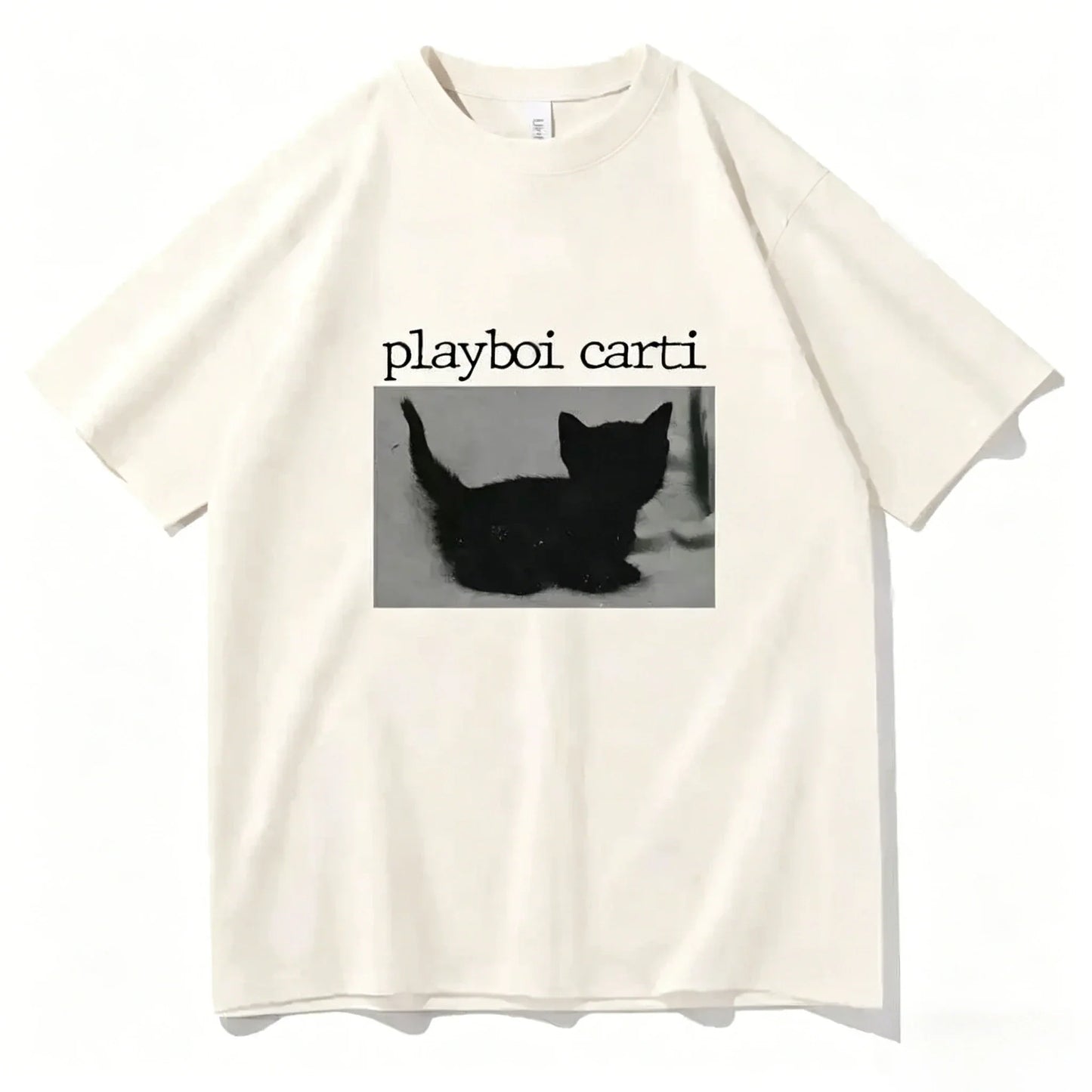 Summer Playboi Carti Hip-Hop T Shirt Cute Cat Harajuku Print Tee Regular Men's Clothing Tops Quality Rapper 2026 New T Shirt