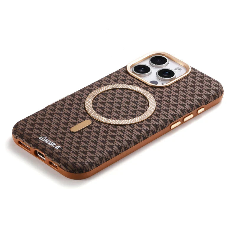 For Magsafe Magnetic Solid Color Triangle Pattern Phone Case for iPhone 17 Pro Max 15 13 14 16 Pro Max Bumper Back Cover