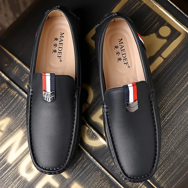 Men's Loafers High Quality Anti-slip Casual Shoes Men's Leather Loafer Outdoor Breathable Lightweight Soft Driving Shoes