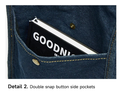 Multiple Pockets Large Capacity Denim Tote Bag Women Trend Commuting Work Shopping Ladies Jeans Handbag Utility Traveling
