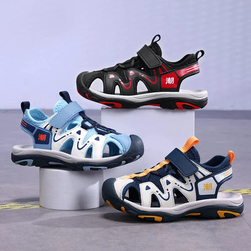 2026 New Summer Kids Beach Sandals Closed Toe Anti Bump Children's Walking Flat Shoe Outdoor Breathable Boy's Soft Sole Sandals