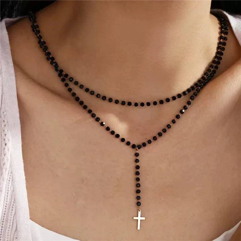 Gothic Black Peach Heart Star Pendant Necklace For Women Men Sliver Color Love Short Choker Punk Y2K Charms Jewelry Accessories