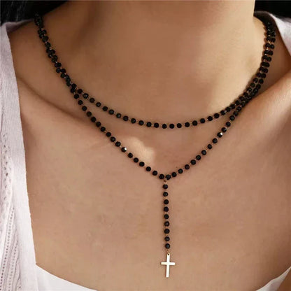 Gothic Black Peach Heart Star Pendant Necklace For Women Men Sliver Color Love Short Choker Punk Y2K Charms Jewelry Accessories
