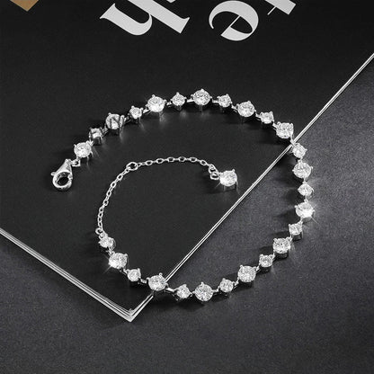 New In D Color 3/4mm Full Moissanite Tennis Bracelet For Women Lady S925 Silver GRA Certified Diamond Link Bracelets Gift