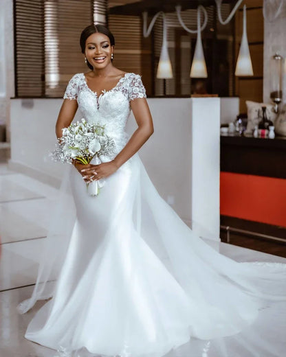 Long Sleeve Wedding Dress 2024 Lace Appliqus Vestido De Noiva Sereia African Bridal Gown