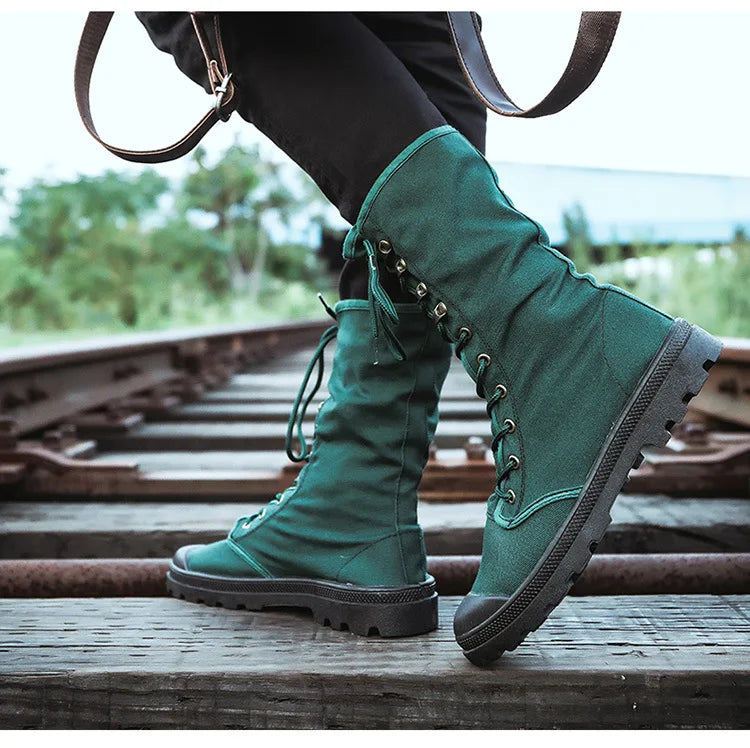 Men Boots Outdoor Fashion Men's Casual Shoes Canvas High Top Shoes Ankle Boots Black High Top Boots