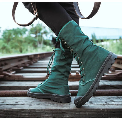 Men Boots Outdoor Fashion Men's Casual Shoes Canvas High Top Shoes Ankle Boots Black High Top Boots