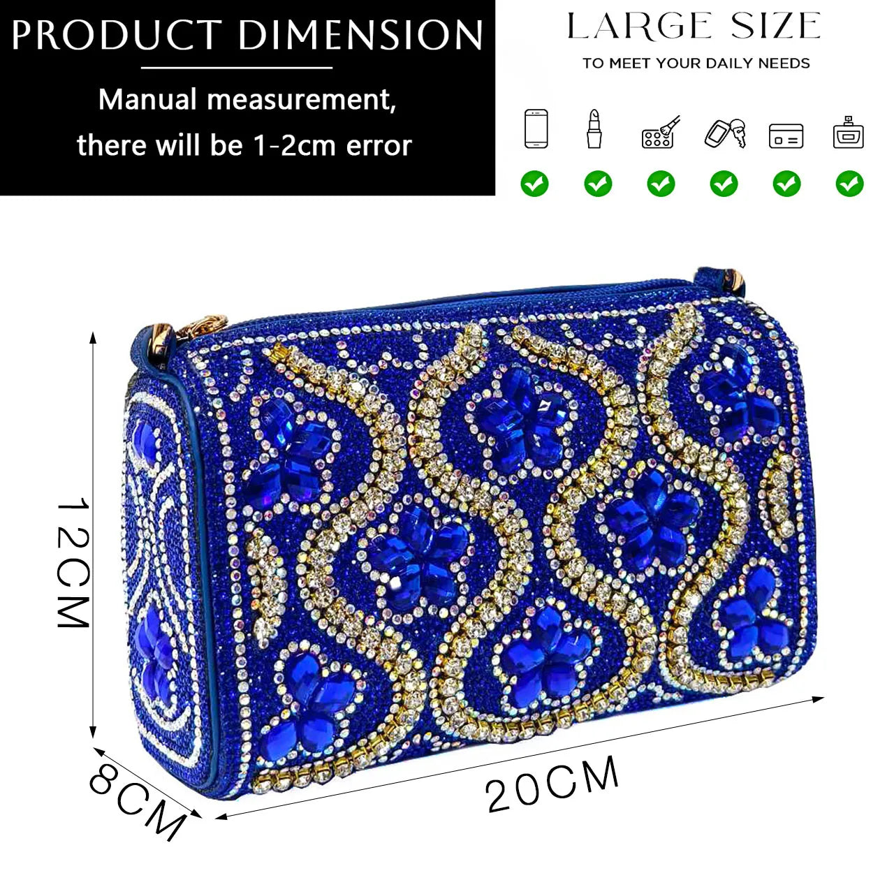 Elegant Rhinestone Pointed-Toe Pumps With Matching Bag Set Large Capacity Bag for Women's Party High Heels